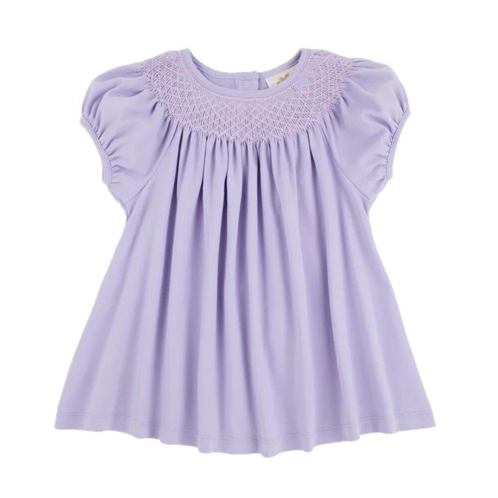 Girl’s The Beaufort Bonnet Company Lavender Puff Sleeve Bettye Sue Smocked Top